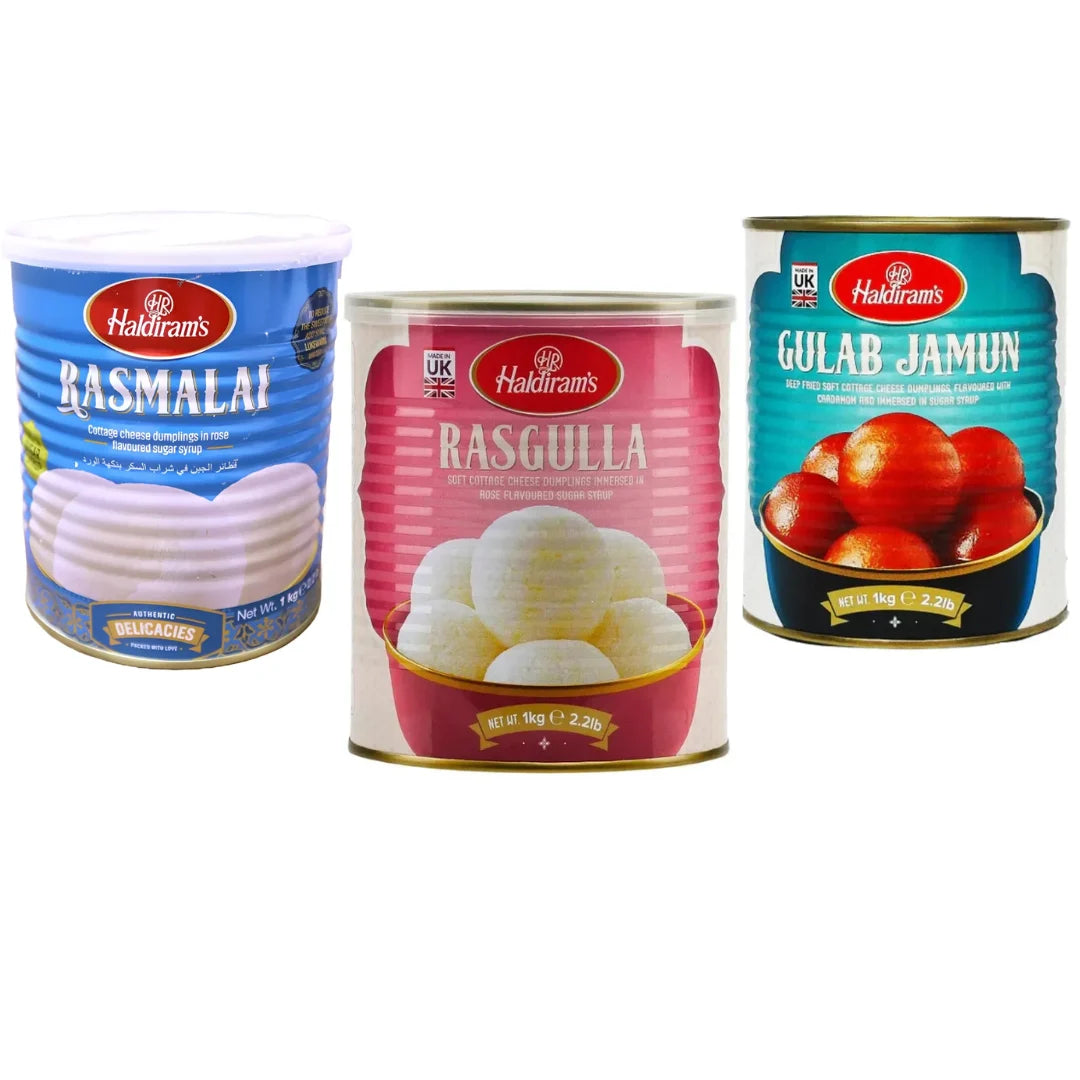Haldiram Sweets Combo - Rasgulla, Rasmalai & Gulab Jamun - 1kg