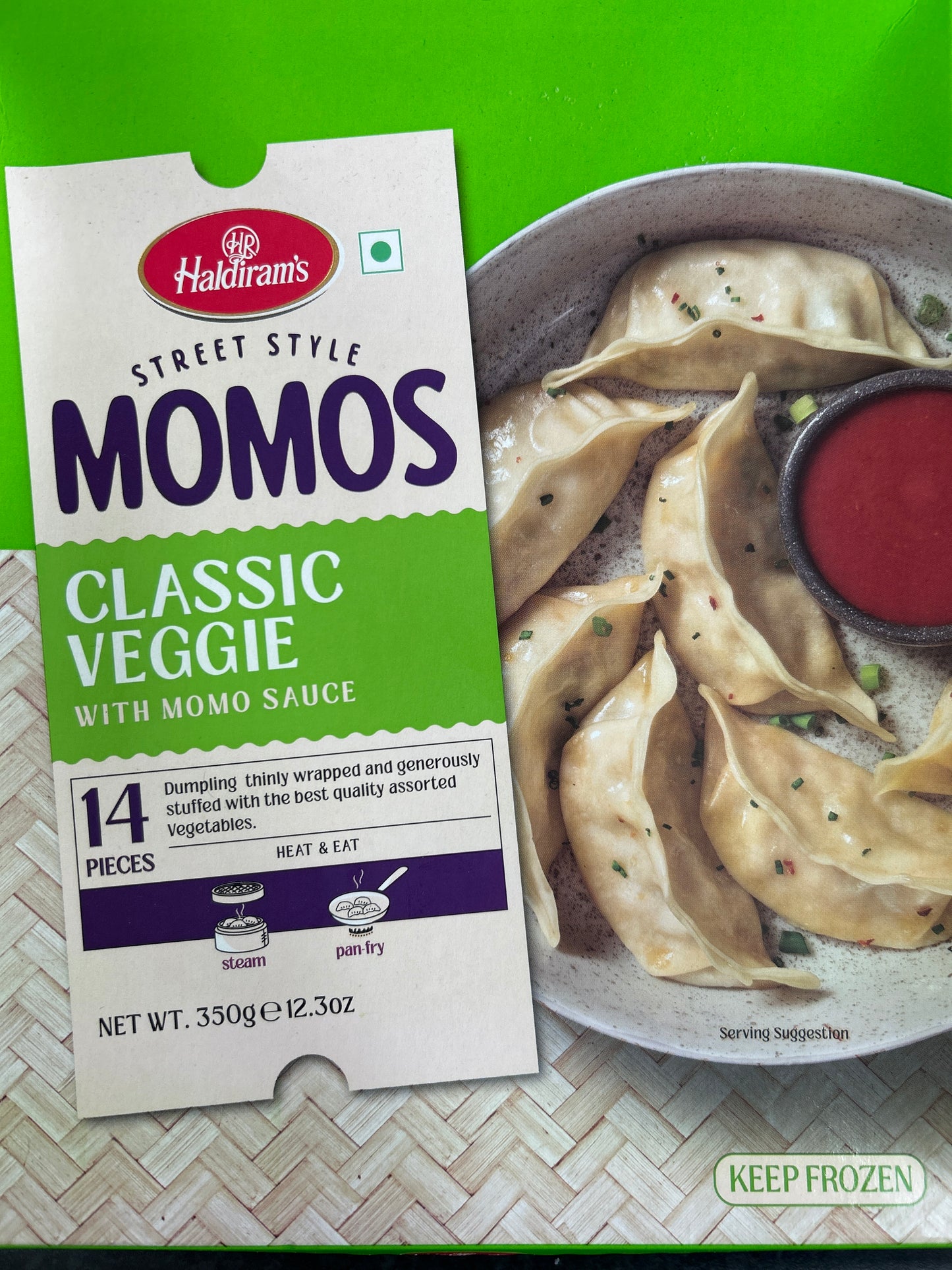Haldiram’s Street Style Veggie Momos – Frozen (14 Pcs, 350g)