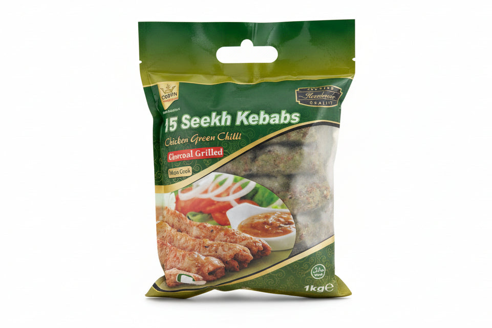 Crown Green Chilli Chicken Seekh Kebab (Frozen)
