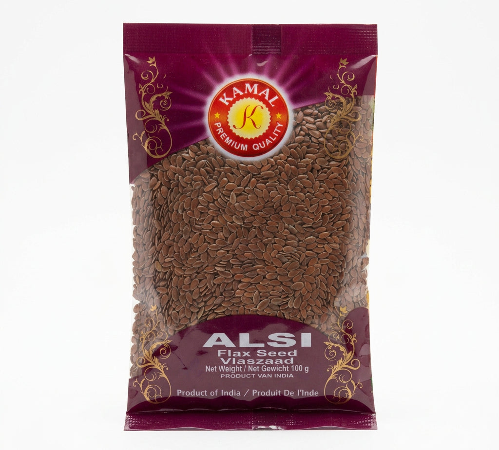 Whole brown flax seeds also known as Alsi, Linseed and Lijnzaad 100g pack
