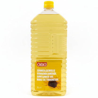 Bottle of sunflower oil on a white background