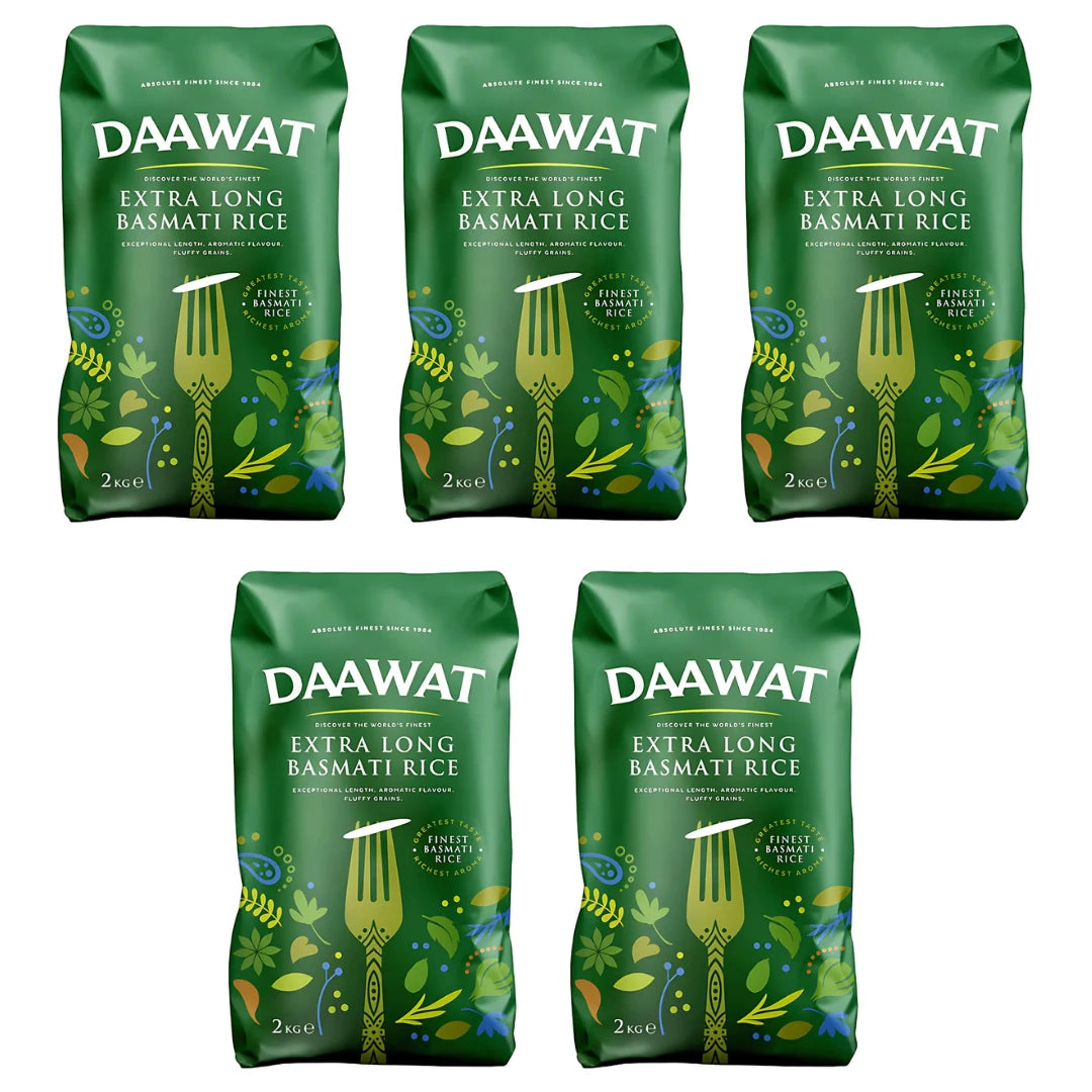 Daawat Green Extra Long Basmati Rice - 2Kg (Pack of 5)