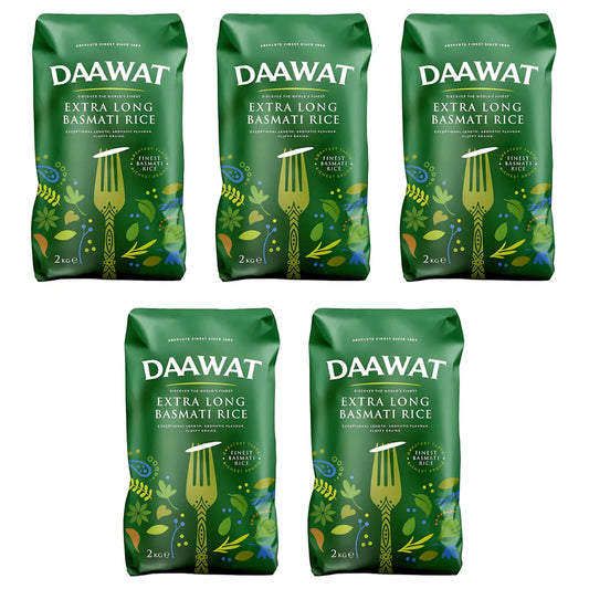 Daawat Green Extra Long Basmati Rice - 2Kg (Pack of 5)