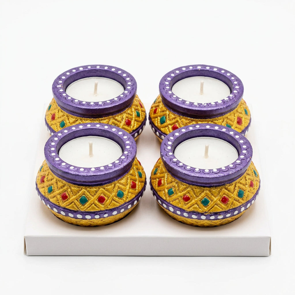 Decorative Diya Candle Set - 4 Pieces