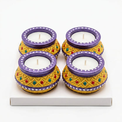 Decorative Diya Candle Set - 4 Pieces
