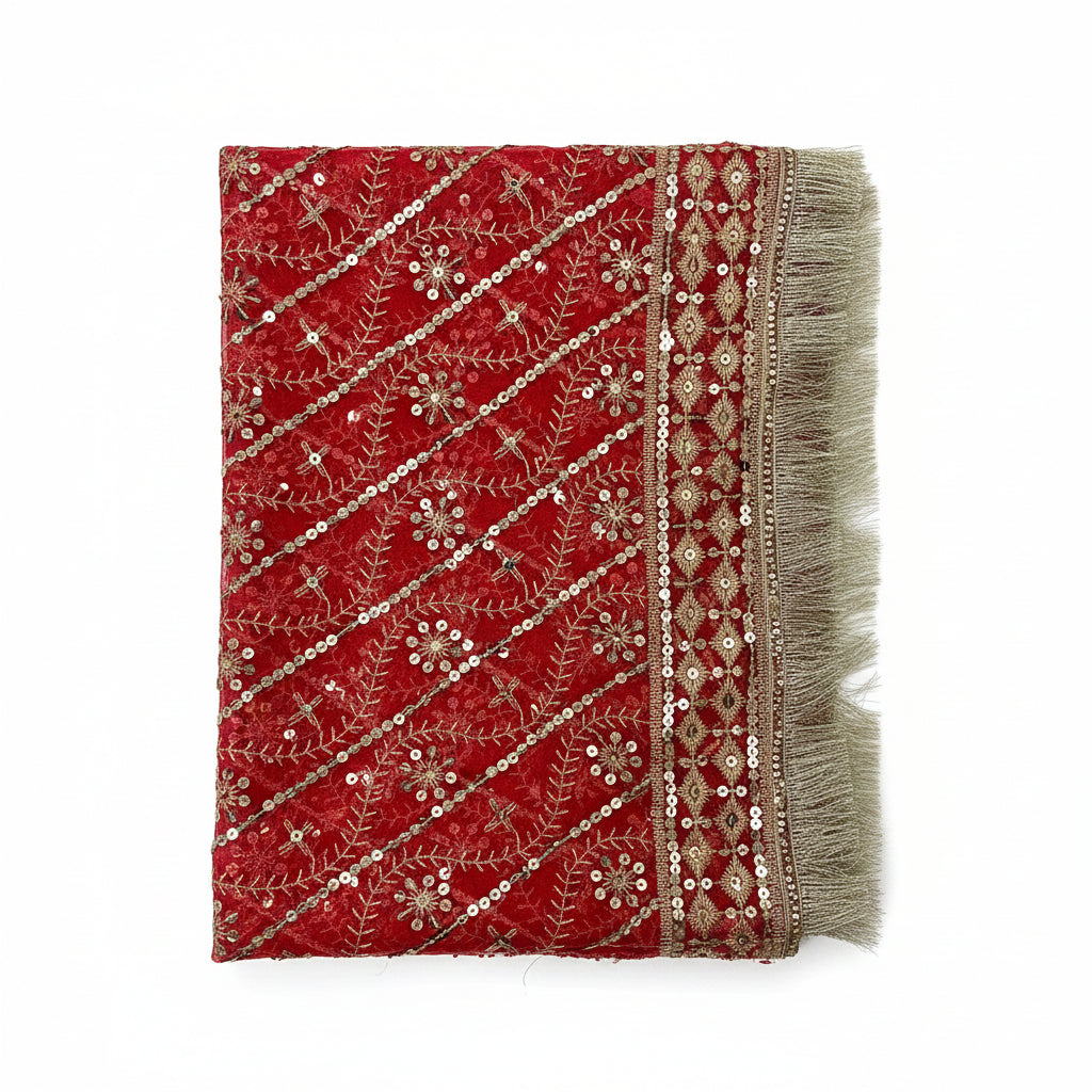 Mata Ki Chunri - Red Embroidered Pooja Cloth