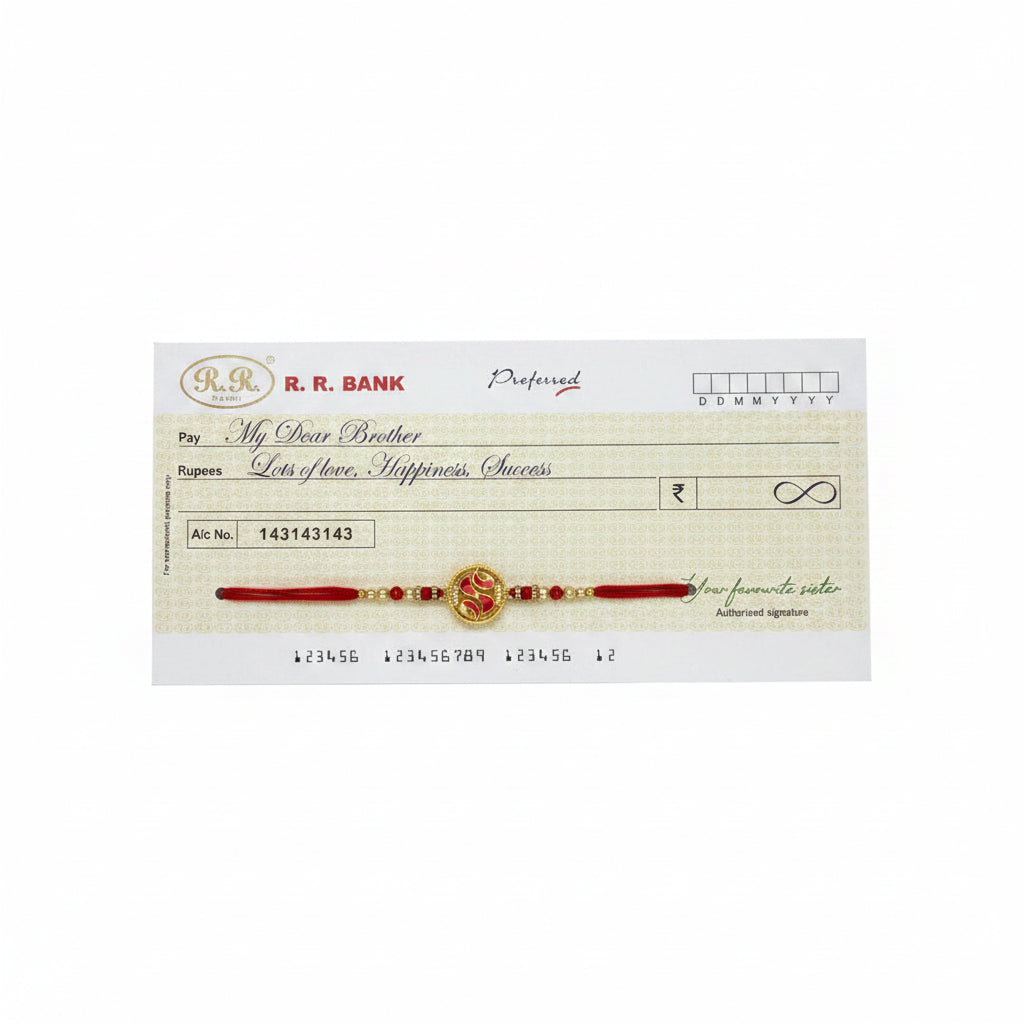 Om Rakhi with Novelty Bank Cheque Card