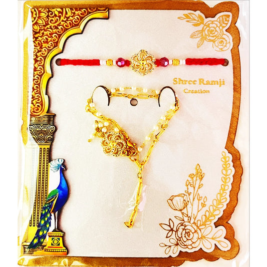 Buy Bhai Bhabhi Lumba Set Bracelet Earring Pearl Rakhi Online