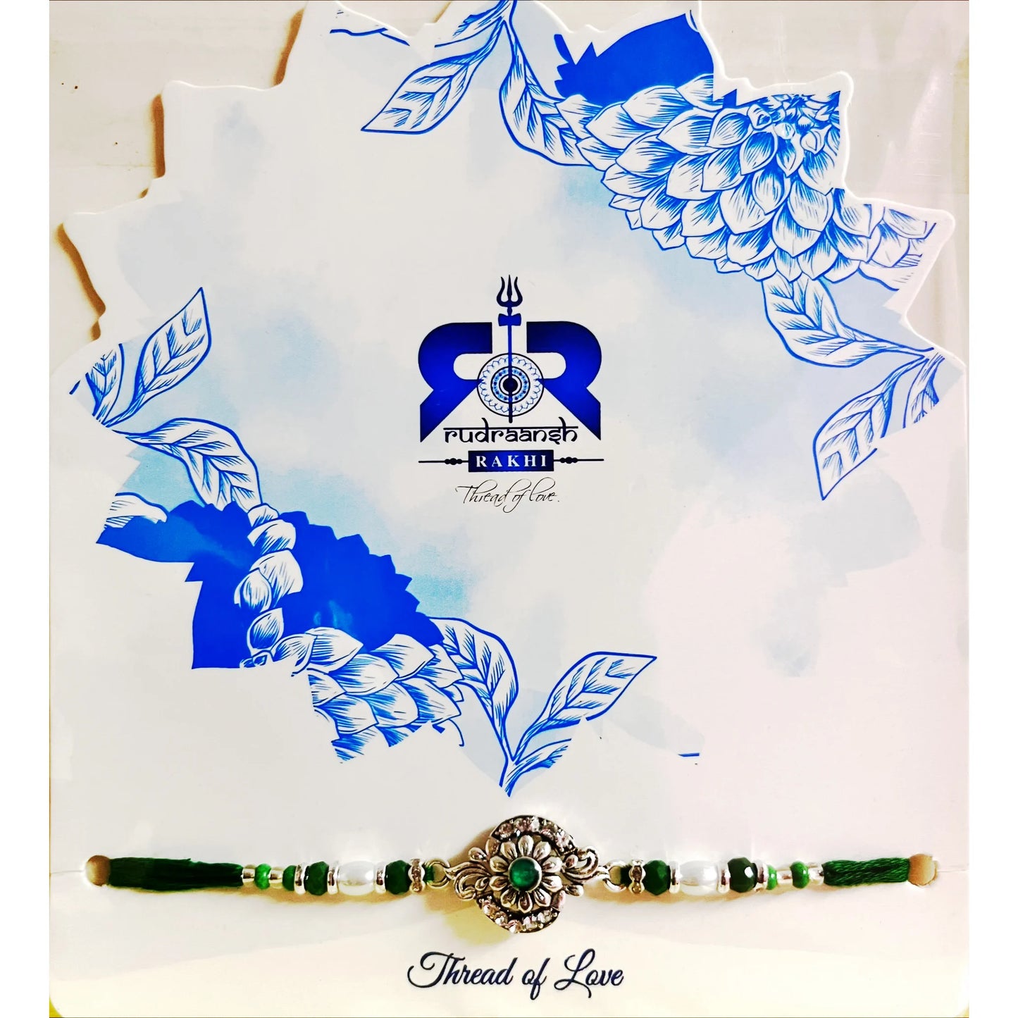 Buy Bhai Floral Silver Green Beads Rakhi Online at Mini India Grocery