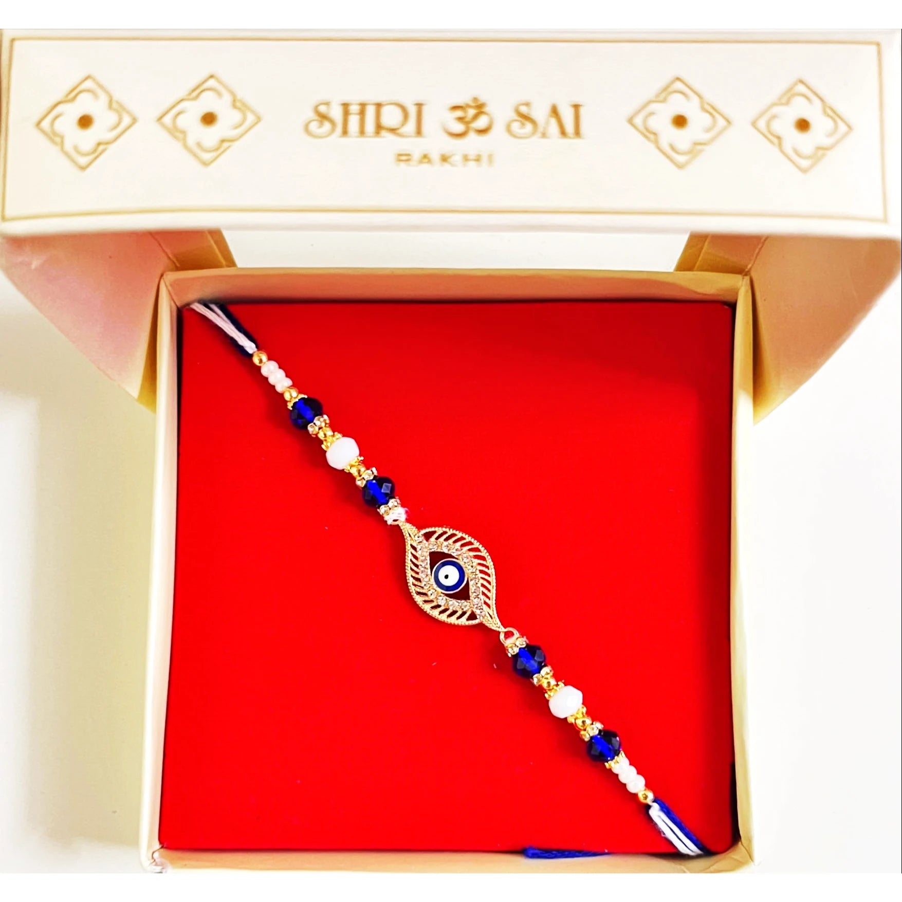 Buy Evil Eye Blue White Beads Box Rakhi Online at Mini India Grocery