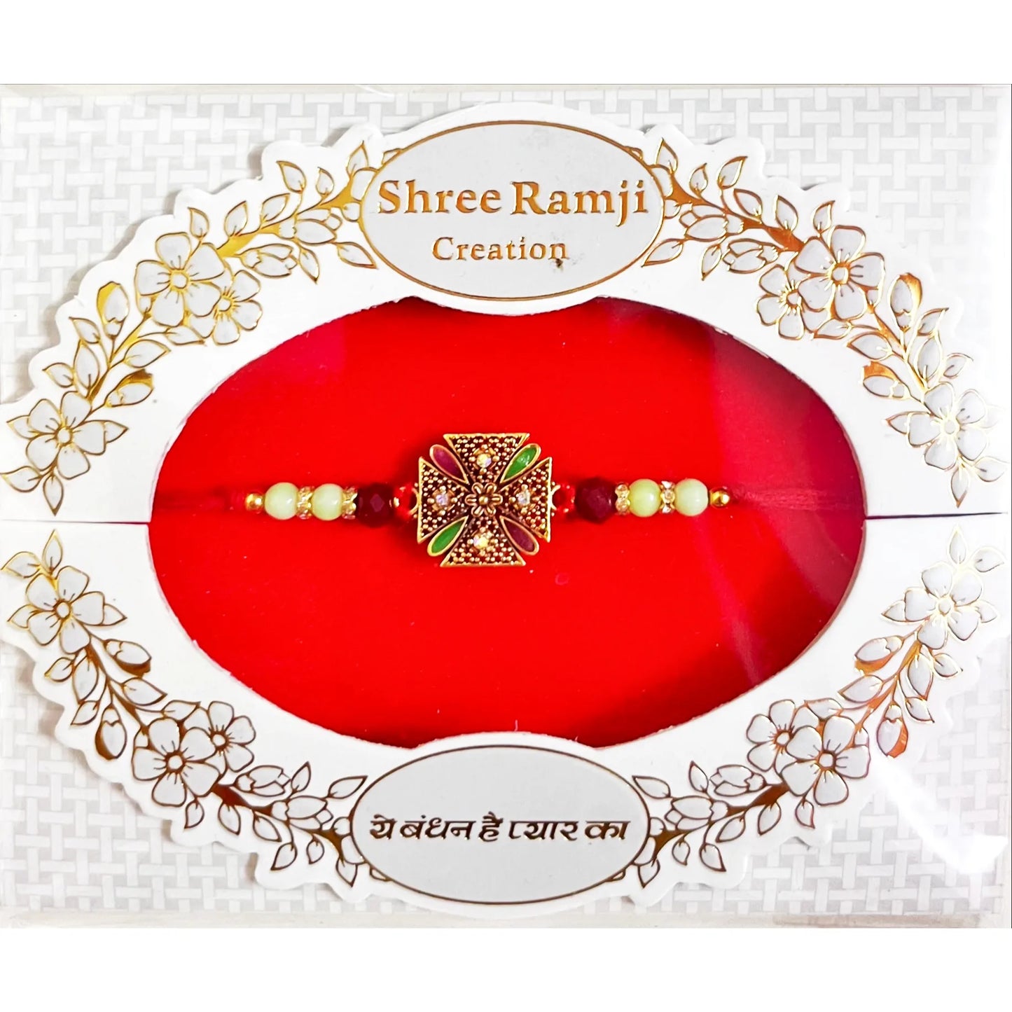 Buy Kundan Multicolor Stone Cross Design Rakhi Online