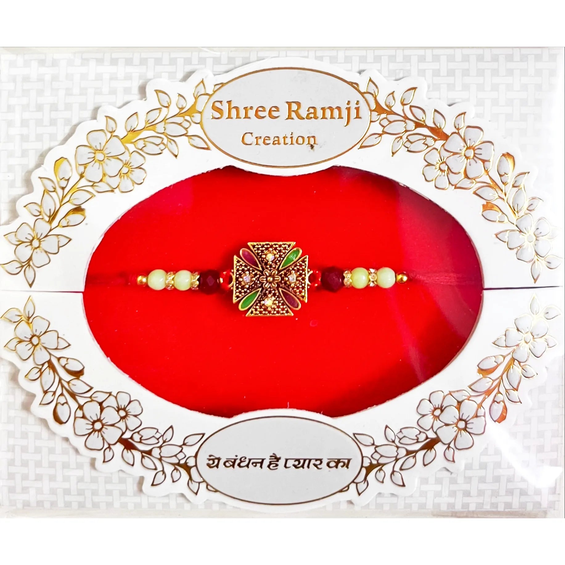 Buy Kundan Multicolor Stone Cross Design Rakhi Online