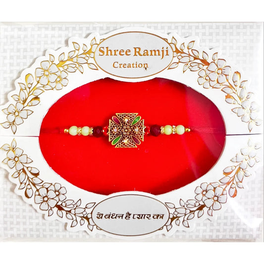 Buy Kundan Multicolor Stone Cross Design Rakhi Online