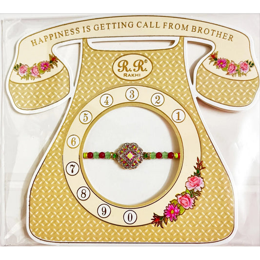 Buy Multicolor Designer Diamond Shape Red Green Beads Rakhi Online