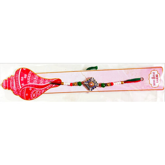 Buy Traditional Kundan Square Multicolor Thread Rakhi Online