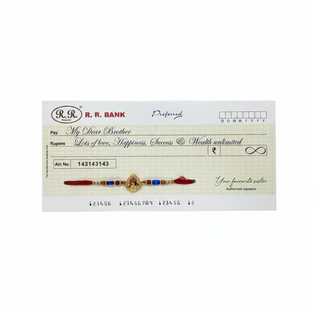 Rakhi with Novelty Bank Cheque Card