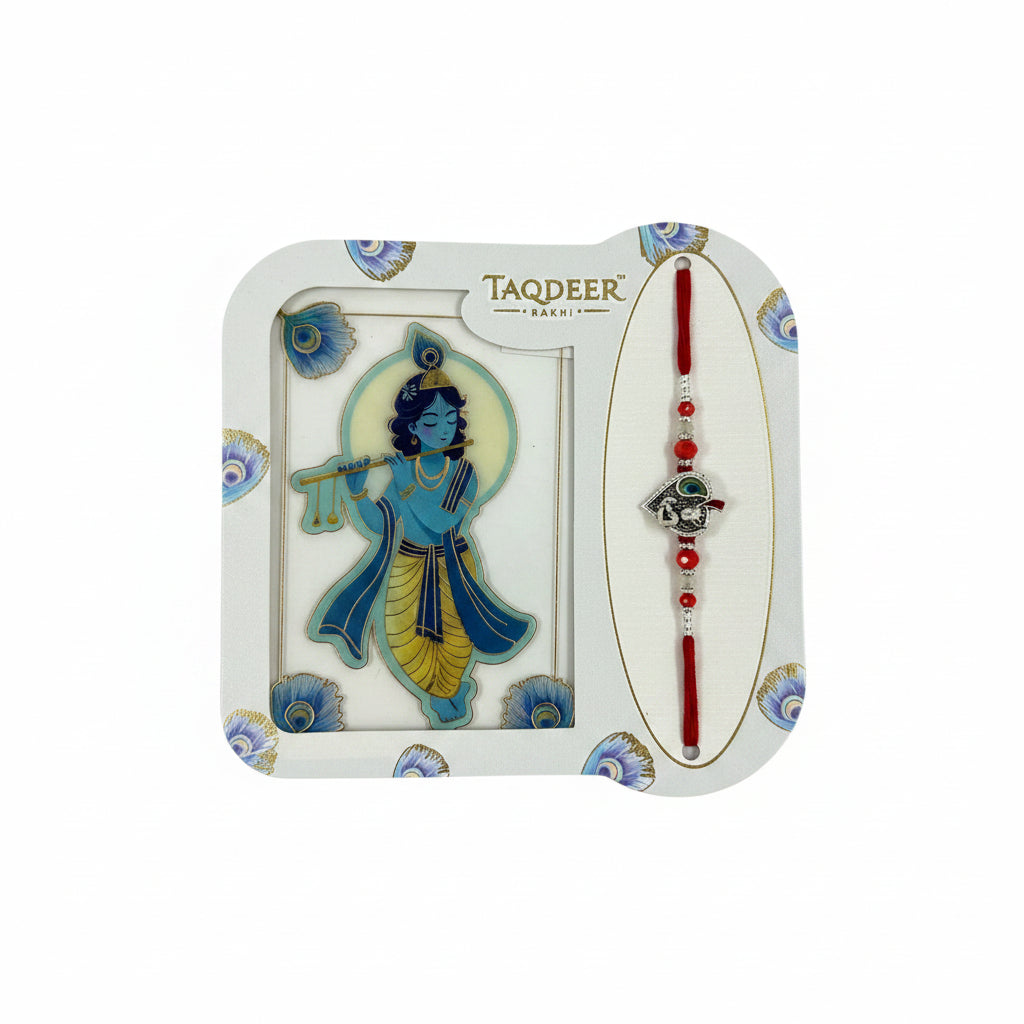 Taqdeer Silver Peacock Rakhi