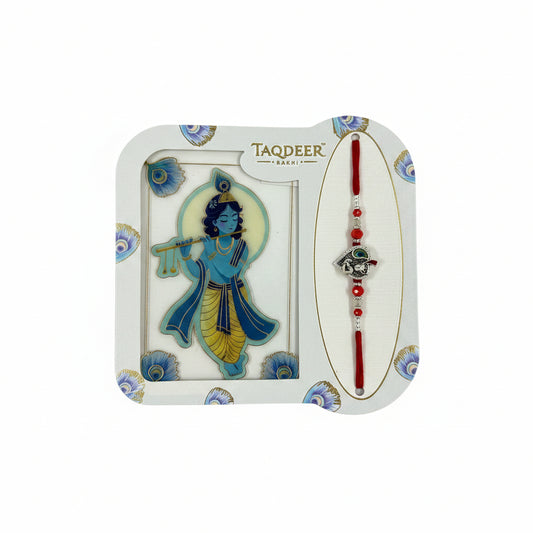 Taqdeer Silver Peacock Rakhi
