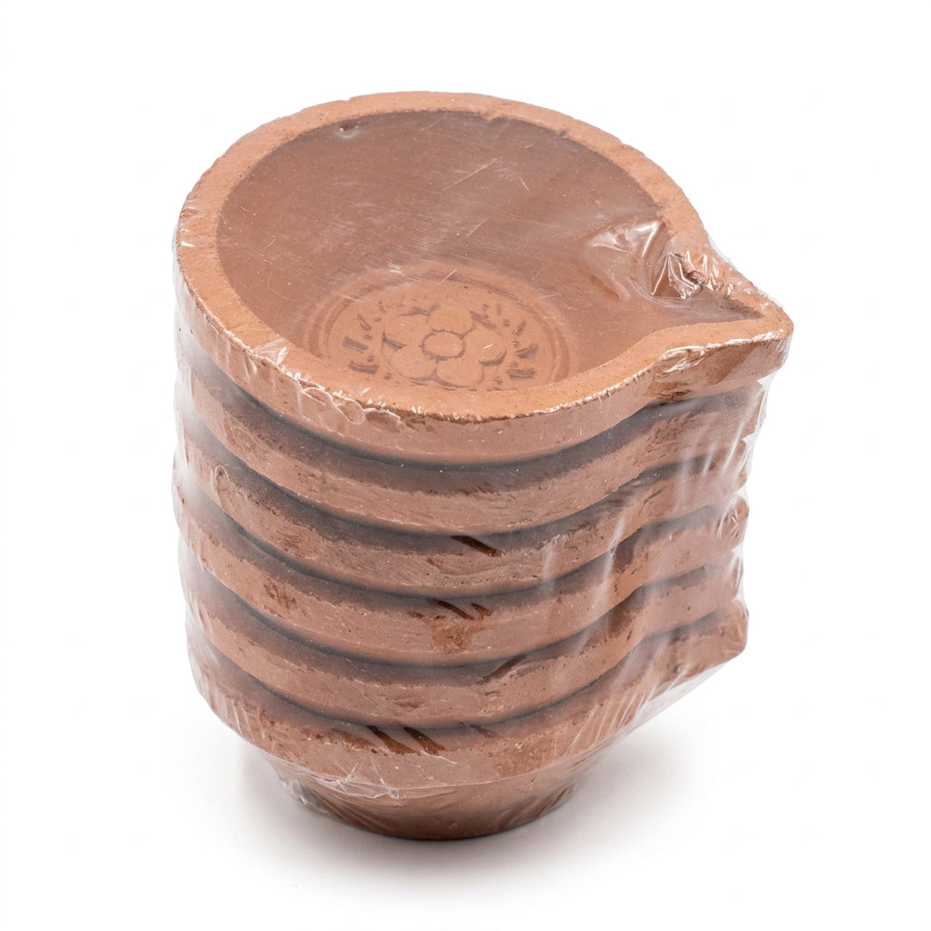 Traditional Clay Diya Set - 6 Pieces