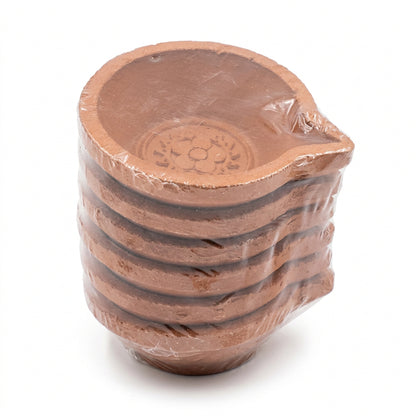 Traditional Clay Diya Set - 6 Pieces